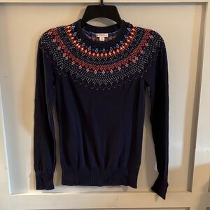 Merona Navy Sweater with Multicolor Accents